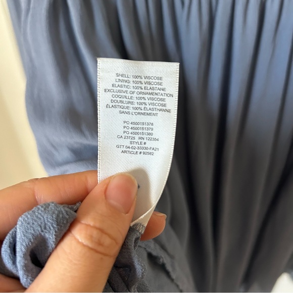 Aritzia Wilfred Ruthie Granite Blue Smocked Lace Long Sleeve Blouse Medium M - Picture 15 of 15